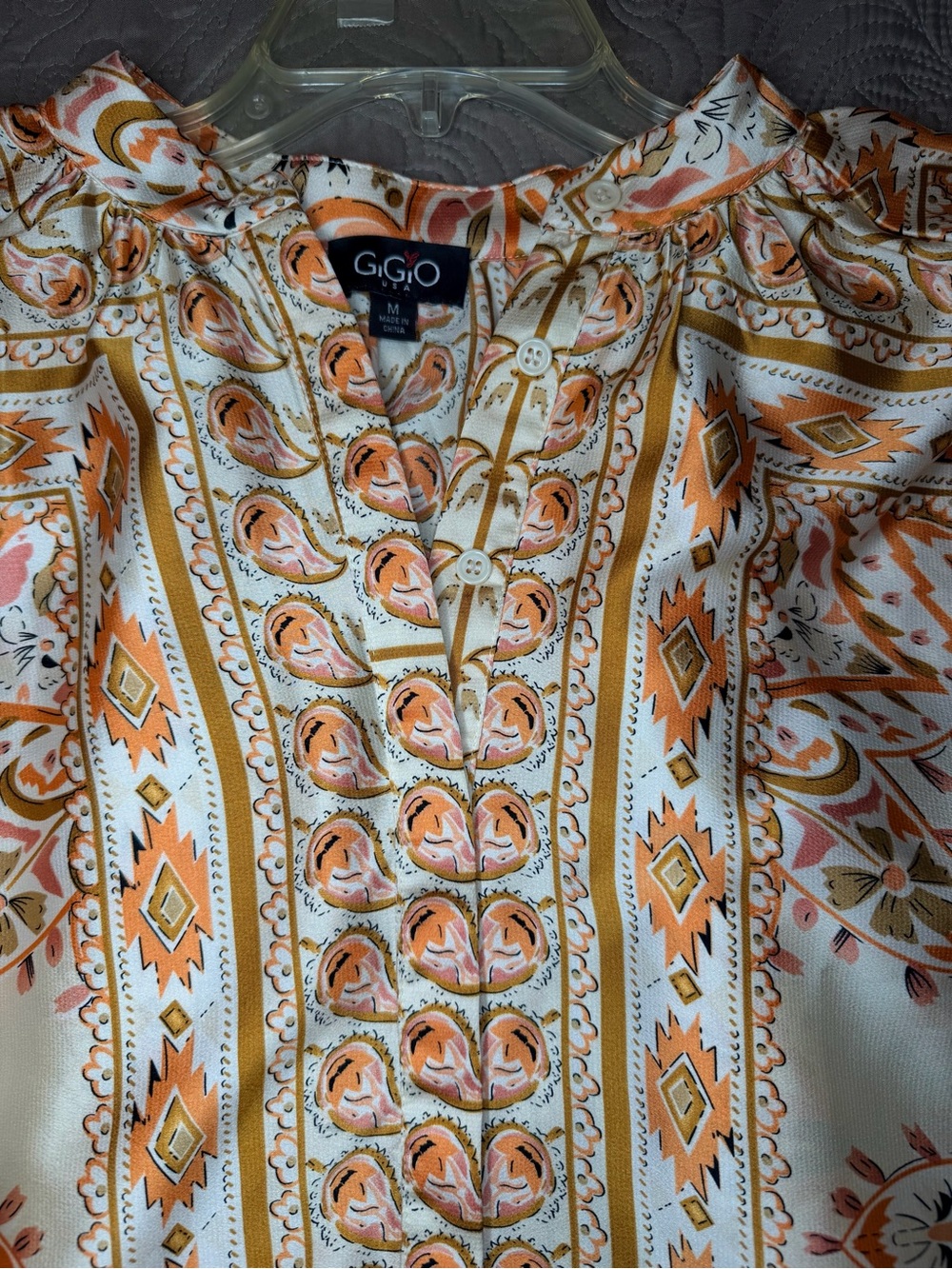 GiGio Paisley-Geometric Pattern Blouse - Picture 3 of 5